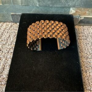 Vintage RENOIR Basket Weave Copper Cuff Bracelet